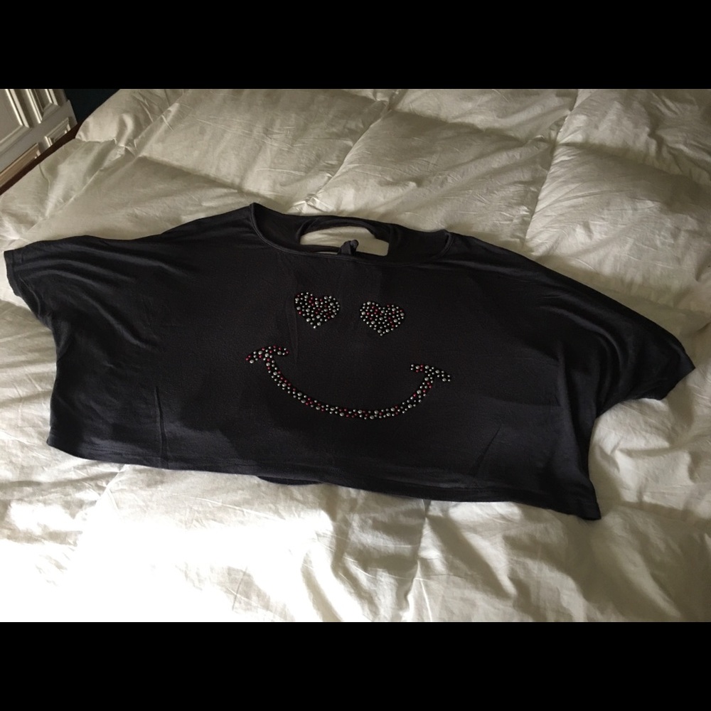 Grey Crop Top with glitter embellishment